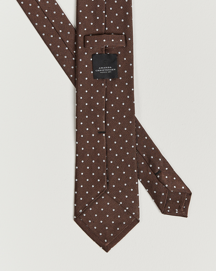 Herr | Slipsar | Amanda Christensen | Set Tie & Pocket Square Brown/White