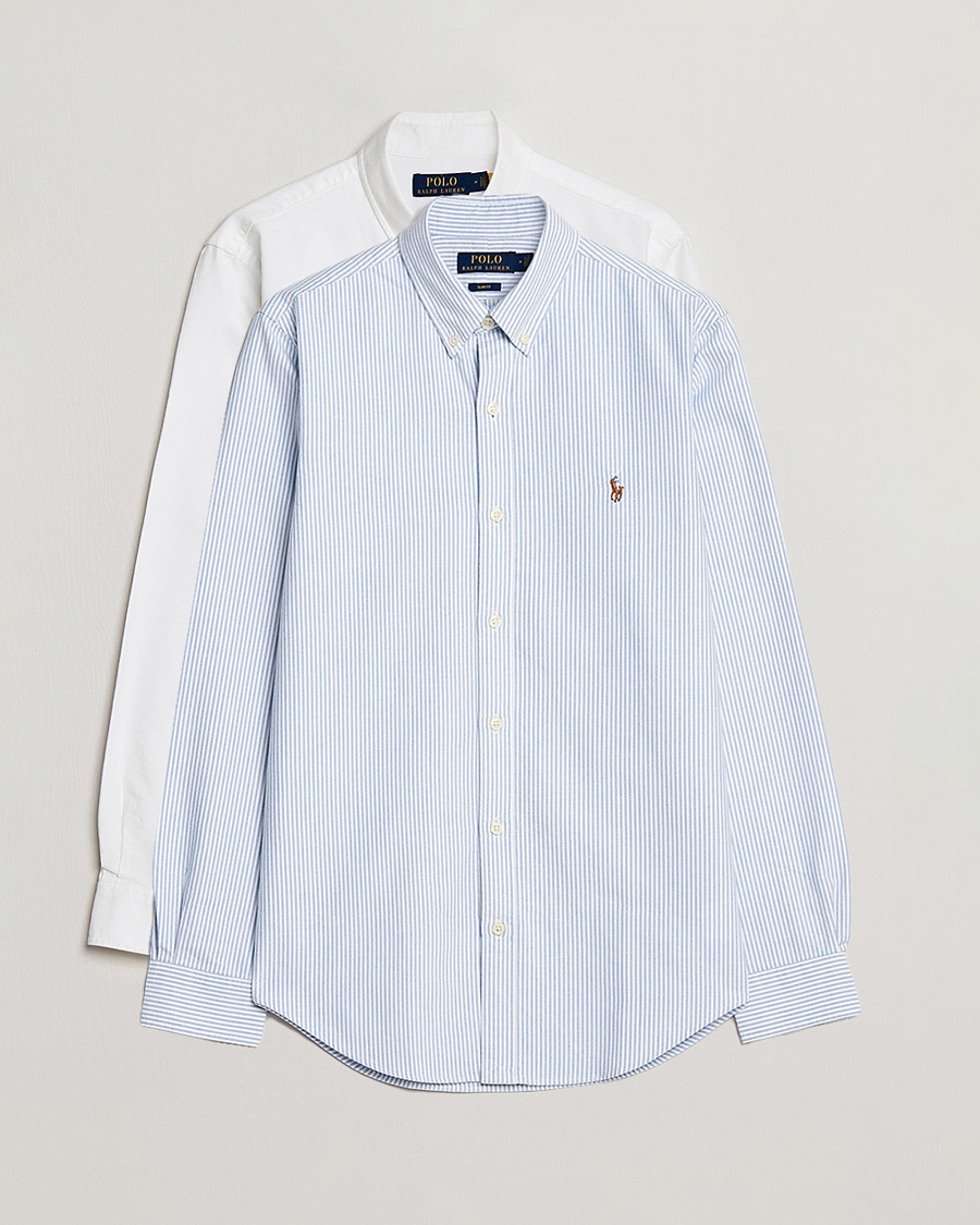 Herr | Skjortor | Polo Ralph Lauren | 2-Pack Slim Fit Shirt Oxford White/Stripes Blue