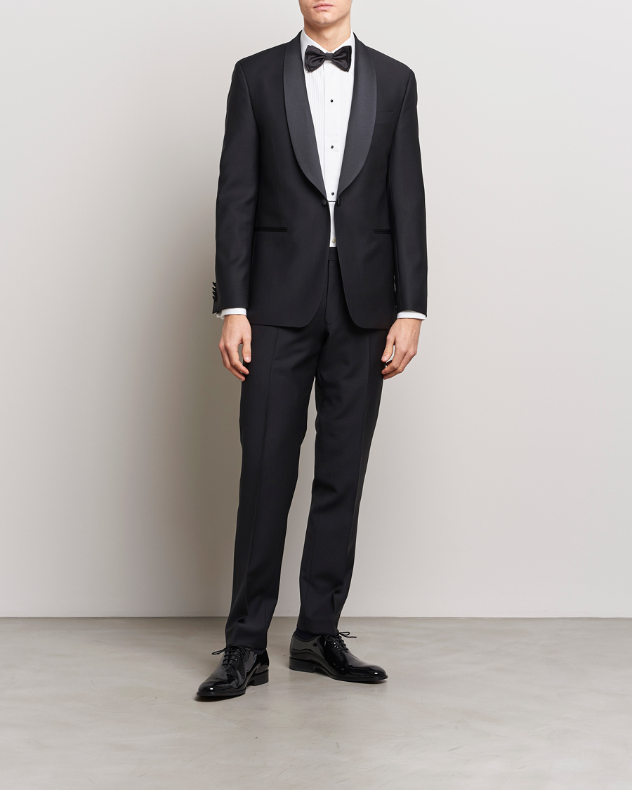 Herr | Smoking | Oscar Jacobson | Figaro/Denz Wool Tuxedo Suit Black