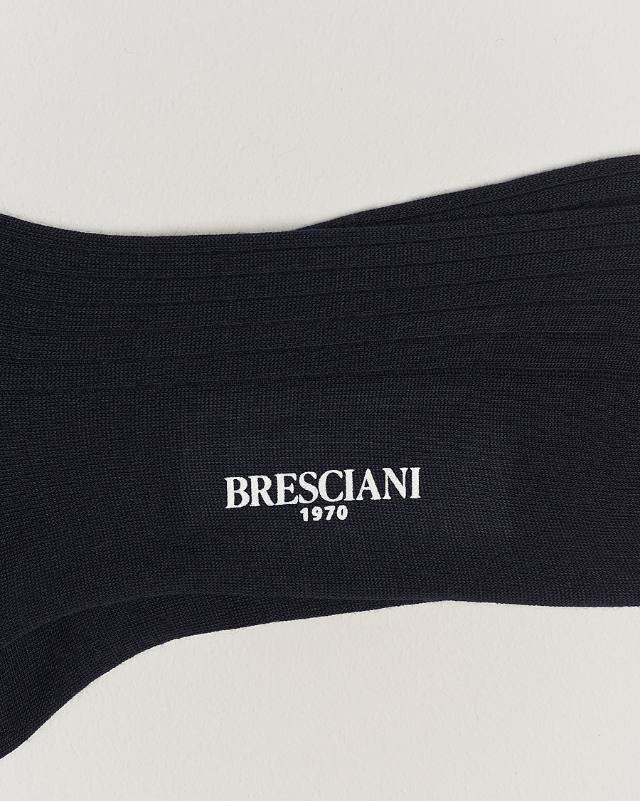 Herr | Underkläder | Bresciani | 3-pack Wool/Nylon Ribbed Short Socks Navy