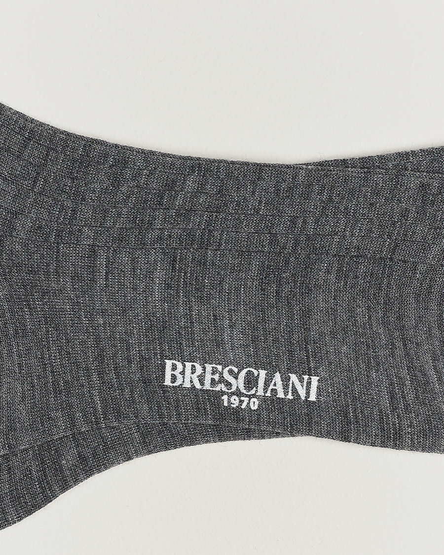 Herr | Underkläder | Bresciani | 3-pack Wool/Nylon Ribbed Short Socks Medium Grey