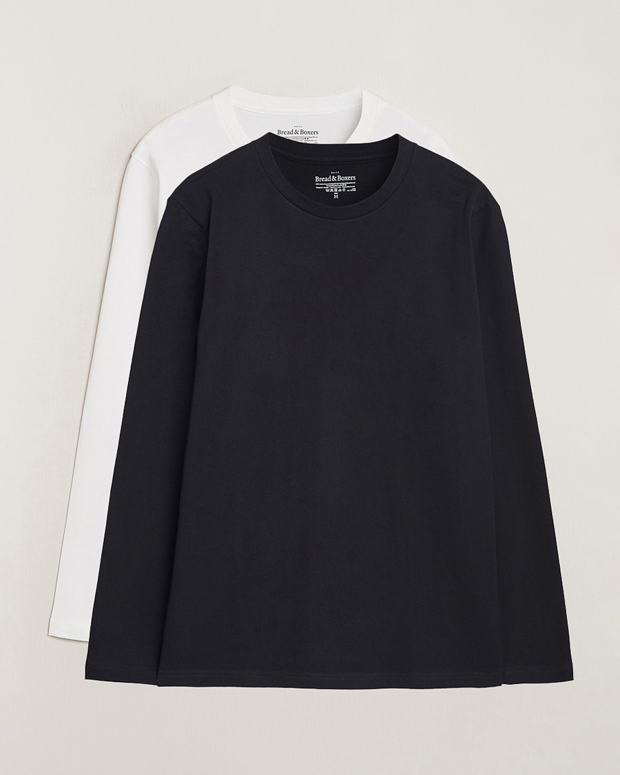 Herr | T-Shirts | Bread & Boxers | 2-pack Long Sleeve T-Shirts White/Black