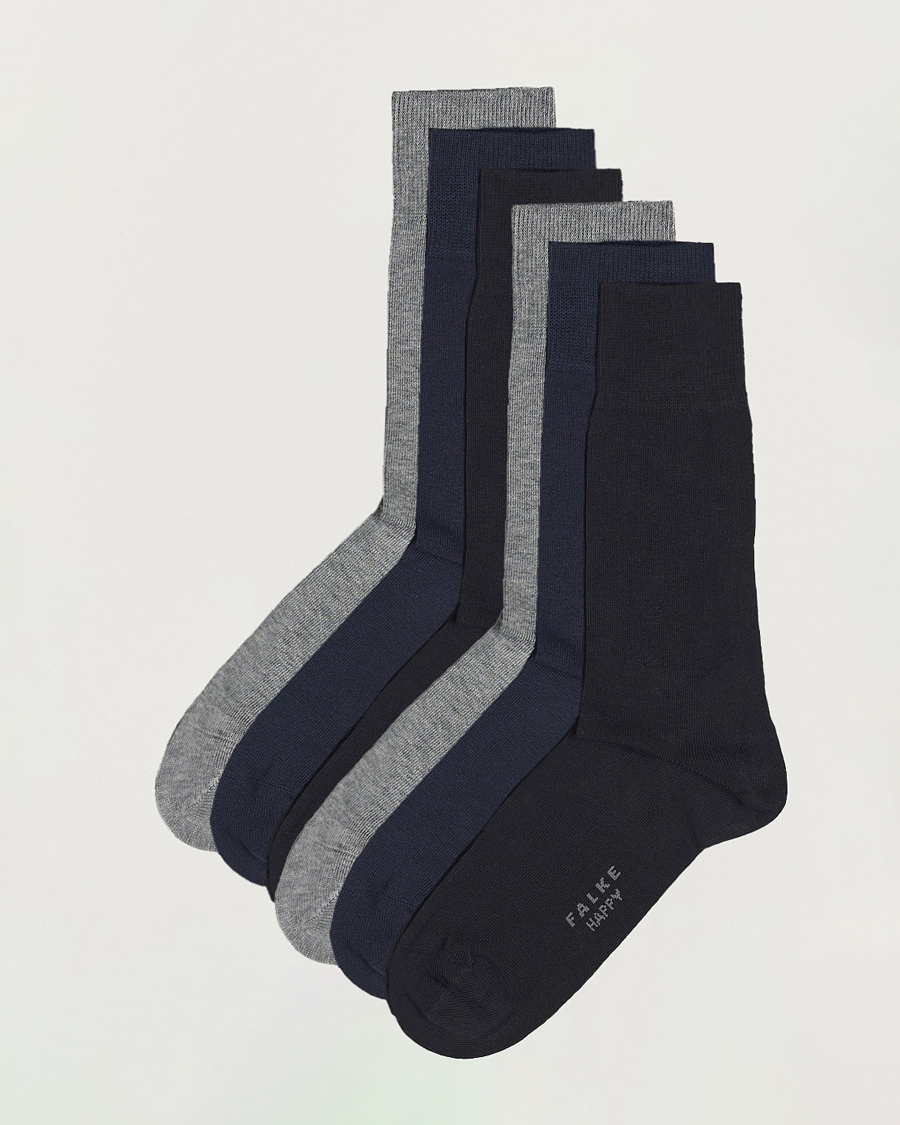 Herr | Underkläder | Falke | 6-pack Happy Cotton Socks Black/Navy/Light Grey