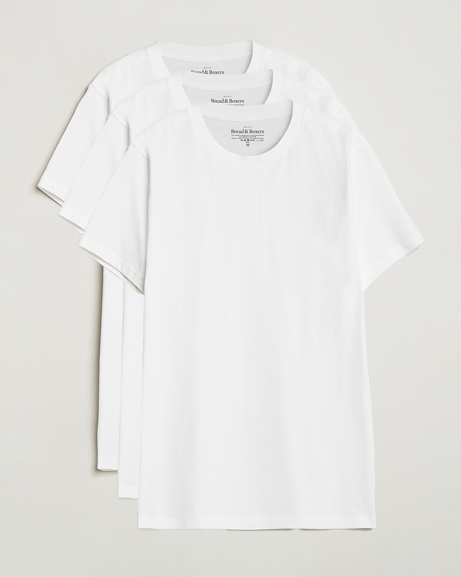 Herr | T-Shirts | Bread & Boxers | 3-pack Crew Neck Regular T-Shirt White