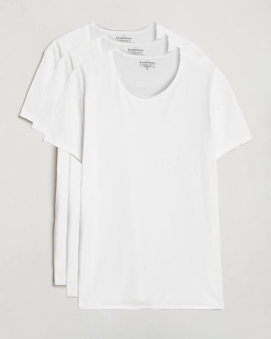 Herr | T-Shirts | Bread & Boxers | 3-pack Crew Neck Relaxed White