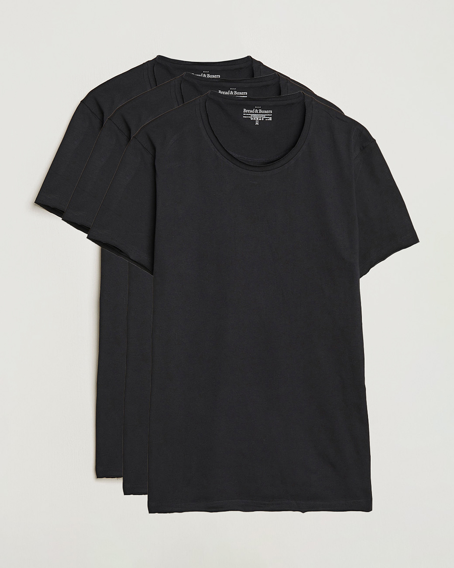Herr | T-Shirts | Bread & Boxers | 3-pack Crew Neck Relaxed Black