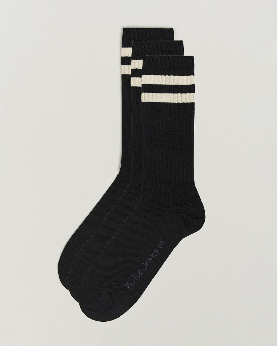Herr | Underkläder | Nudie Jeans | 3-pack Amundsson Tennis Socks Black/White
