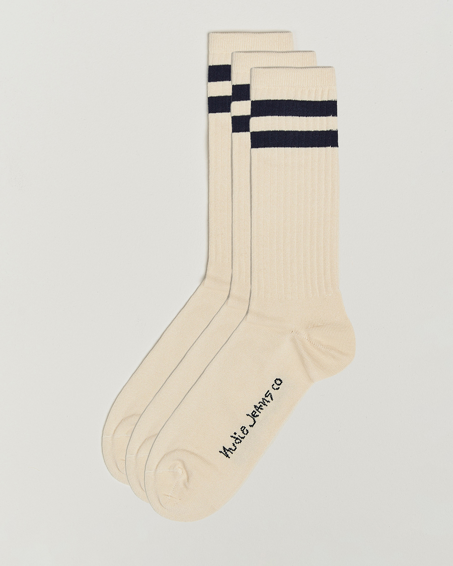 Herr | Underkläder | Nudie Jeans | 3-pack Amundsson Tennis Socks Off White/Navy
