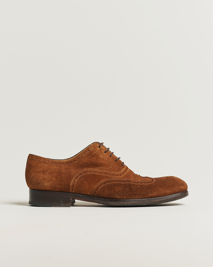 Herr | Magnanni Oxford Brogue Brown Suede 42,5 | Pre-owned | Magnanni Oxford Brogue Brown Suede 42,5