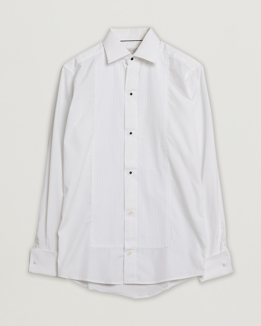 Herr | Eton Slim Fit Tuxedo Shirt Black Ribbon White | Pre-owned | Eton Slim Fit Tuxedo Shirt Black Ribbon White