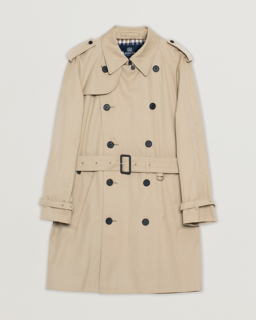 Herr | Aquascutum Double Breasted Trenchcoat Camel UK40 - EU50 | Pre-owned | Aquascutum Double Breasted Trenchcoat Camel UK40 - EU50