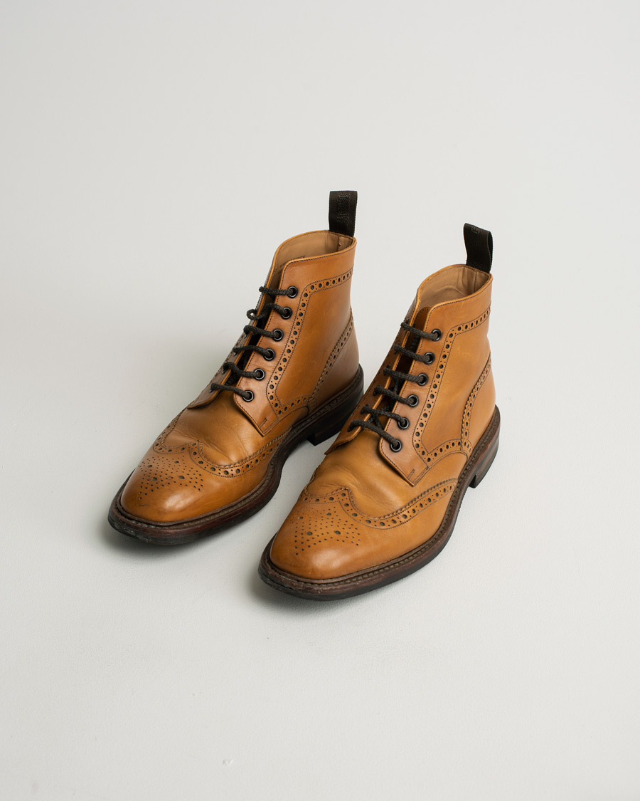 Herr | Loake 1880 Burford Dainite Brogue Boot Tan Burnished Calf | Pre-owned | Loake 1880 Burford Dainite Brogue Boot Tan Burnished Calf