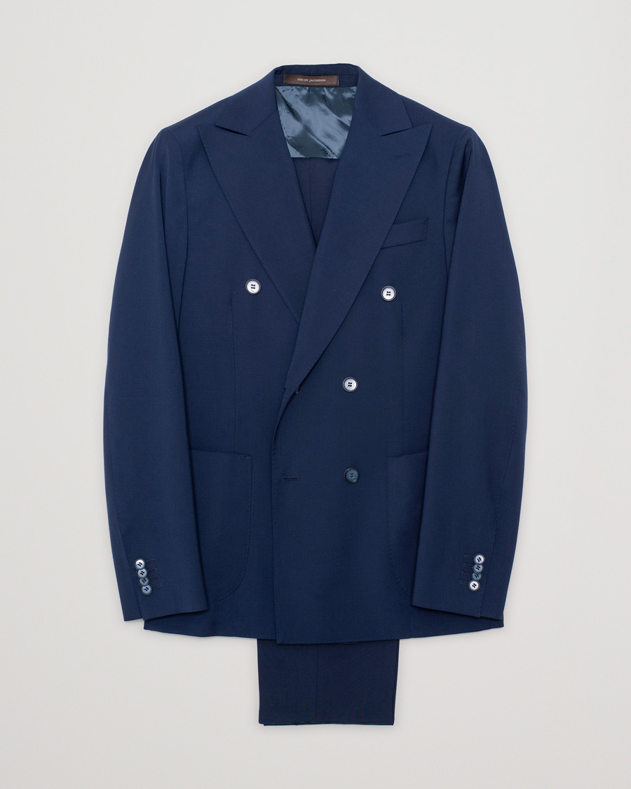 Herr | Pre-owned Kostymer | Pre-owned | Oscar Jacobson Erik Double Breasted Suit Napoli Blue 46