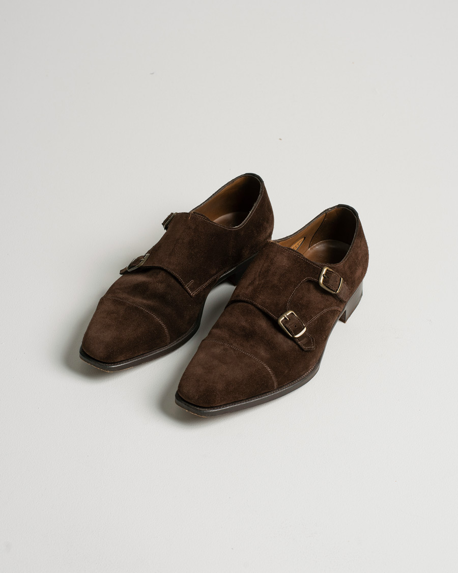 Herr | Edward Green Westminster Double Monk Mink Suede | Pre-owned | Edward Green Westminster Double Monk Mink Suede