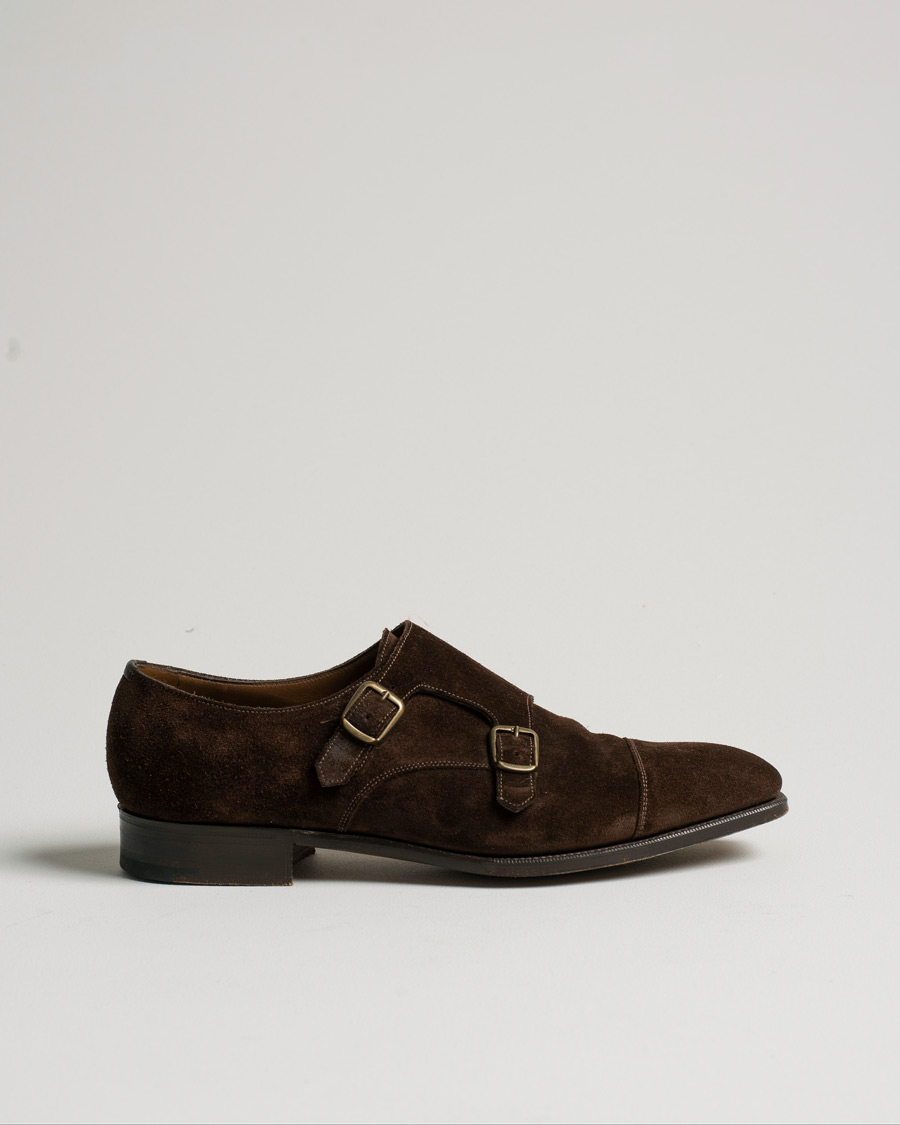 Herr | Edward Green Westminster Double Monk Mink Suede | Pre-owned | Edward Green Westminster Double Monk Mink Suede