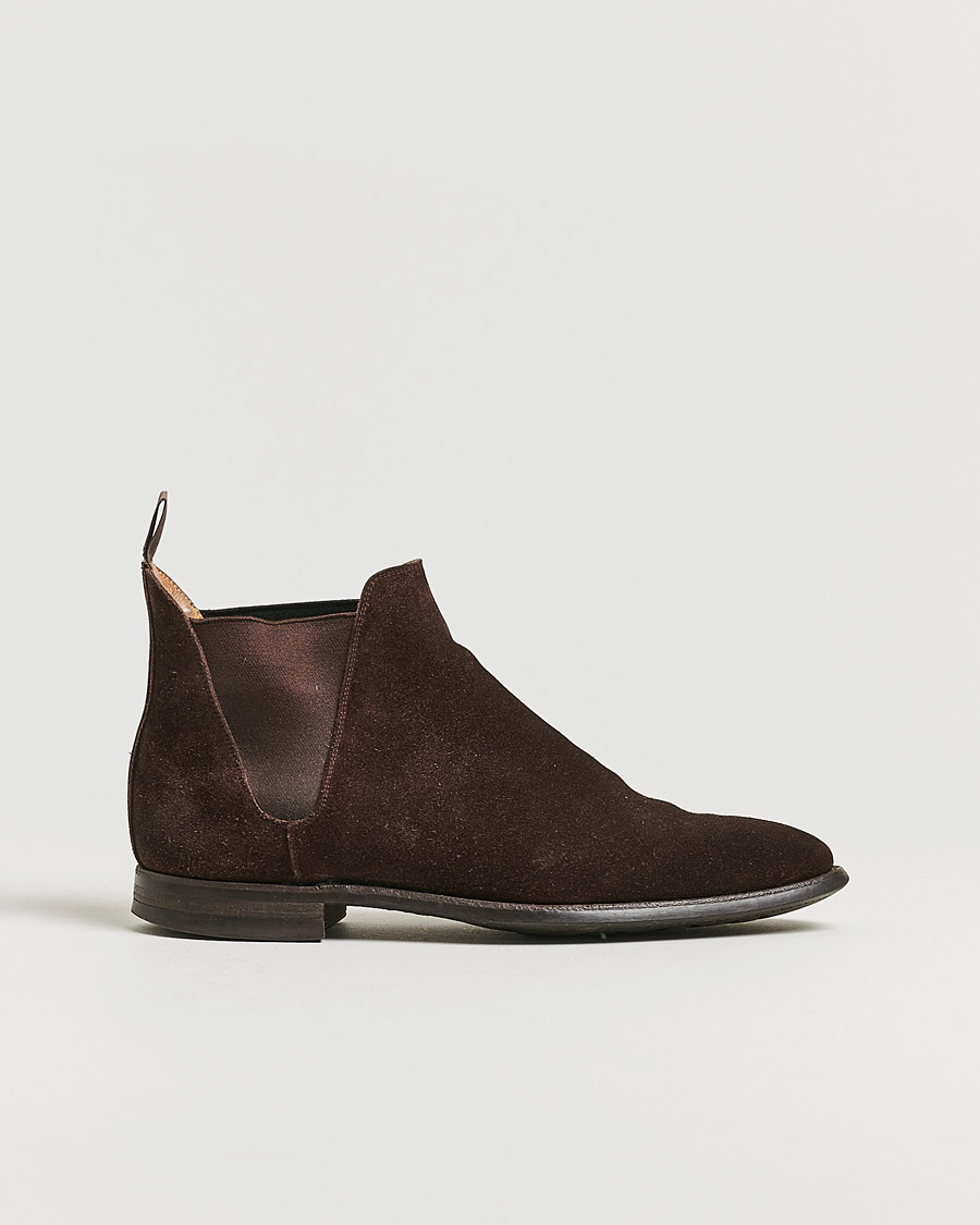 Herr | Crockett & Jones Chelsea 8 Boot Dark Brown Suede | Pre-owned | Crockett & Jones Chelsea 8 Boot Dark Brown Suede