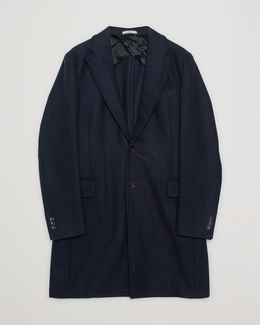 Herr | Boglioli Dover Wool Coat Navy 50 | Pre-owned | Boglioli Dover Wool Coat Navy 50