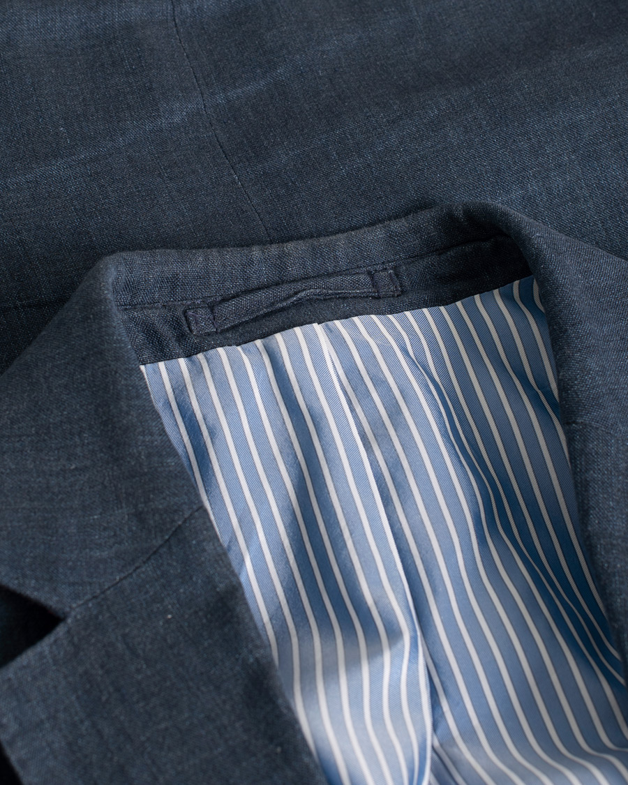 Herr | Hackett Textured Cotton/Linen Blazer Blue | Pre-owned | Hackett Textured Cotton/Linen Blazer Blue