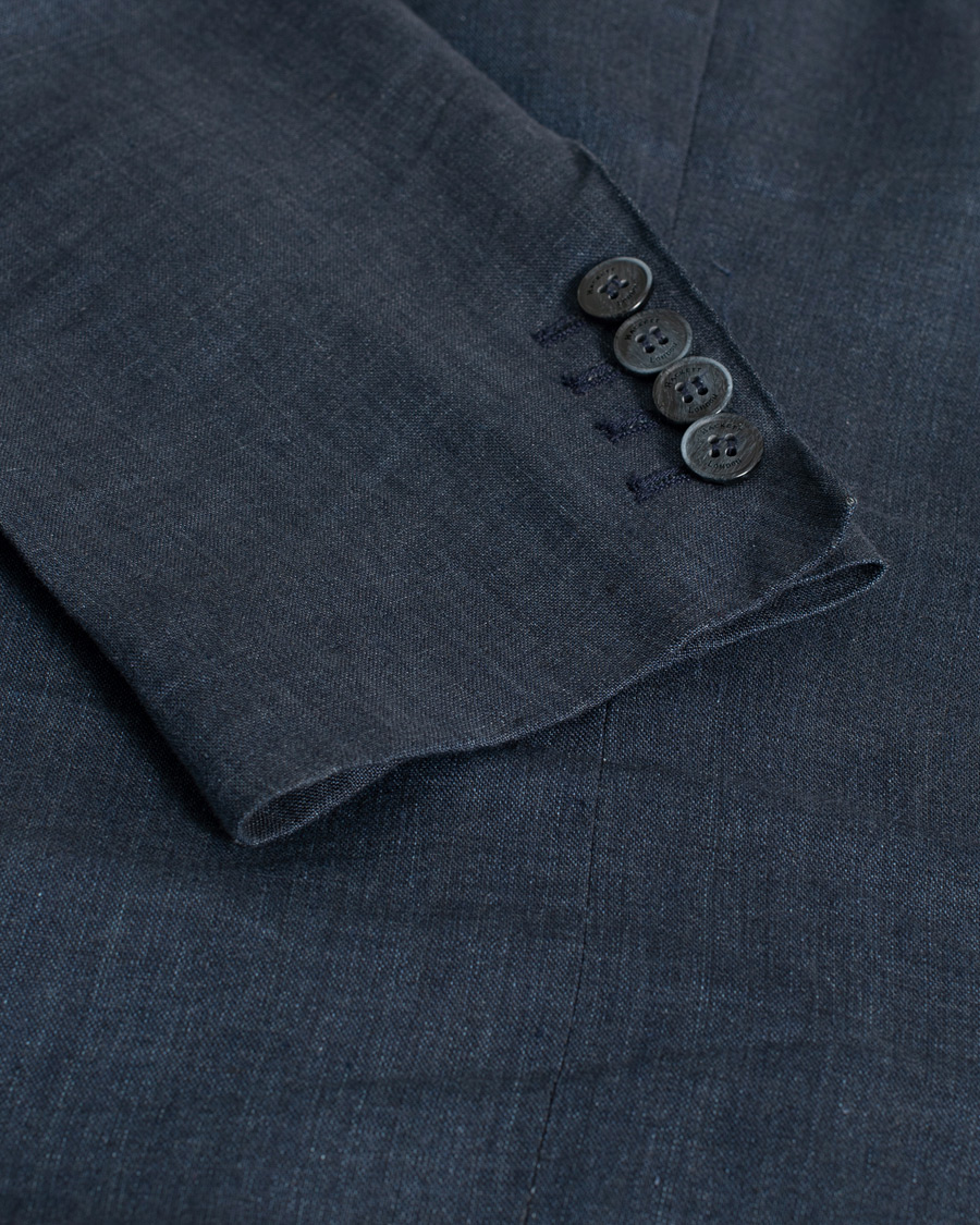 Herr | Hackett Textured Cotton/Linen Blazer Blue | Pre-owned | Hackett Textured Cotton/Linen Blazer Blue