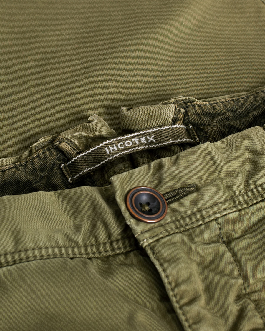 Herr | Incotex Slim Fit Garment Dyed Washed Chino Green W33 | Pre-owned | Incotex Slim Fit Garment Dyed Washed Chino Green W33