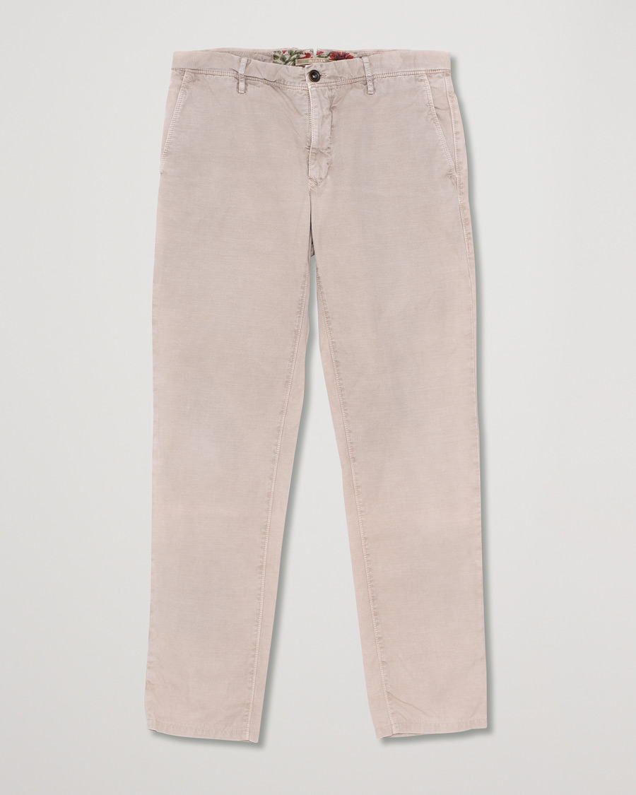 Herr | Slim Fit Linen/Cotton Chino Beige W34 | Pre-owned | Slim Fit Linen/Cotton Chino Beige W34