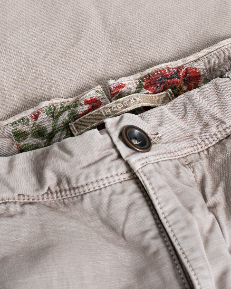 Herr | Slim Fit Linen/Cotton Chino Beige W34 | Pre-owned | Slim Fit Linen/Cotton Chino Beige W34