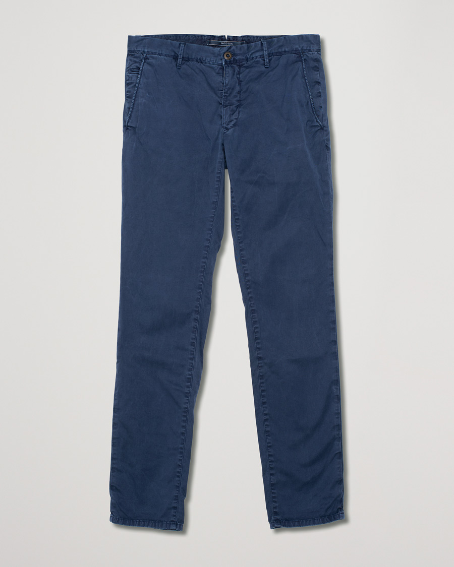 Herr | Incotex Slim Fit Garment Dyed Washed Chino Blue W33 | Pre-owned | Incotex Slim Fit Garment Dyed Washed Chino Blue W33