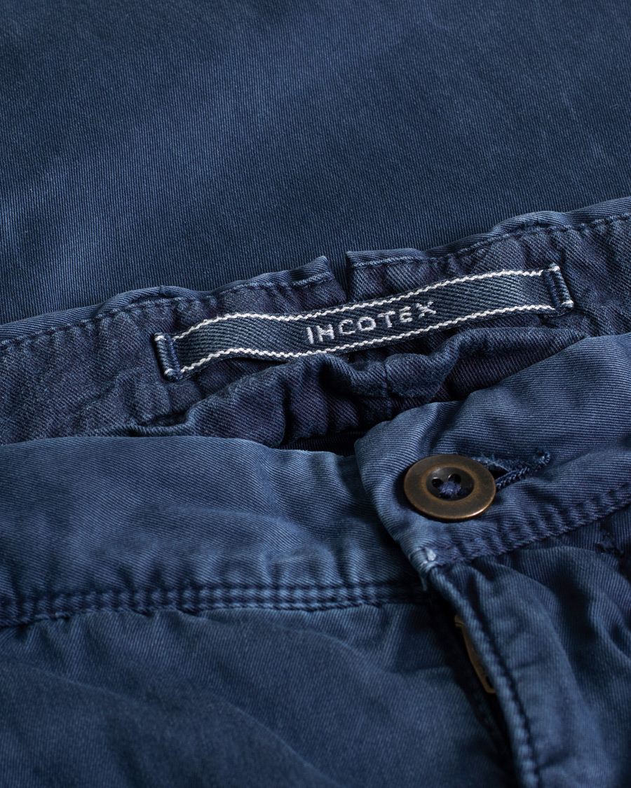 Herr | Incotex Slim Fit Garment Dyed Washed Chino Blue W33 | Pre-owned | Incotex Slim Fit Garment Dyed Washed Chino Blue W33