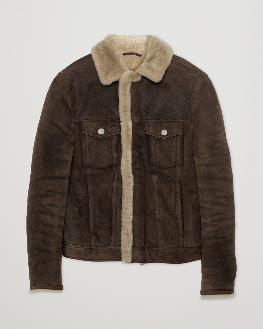 Herr | Pre-owned Jackor | Pre-owned | J.Lindeberg Redster Mud Shearling Suede Jacket Mud Brown