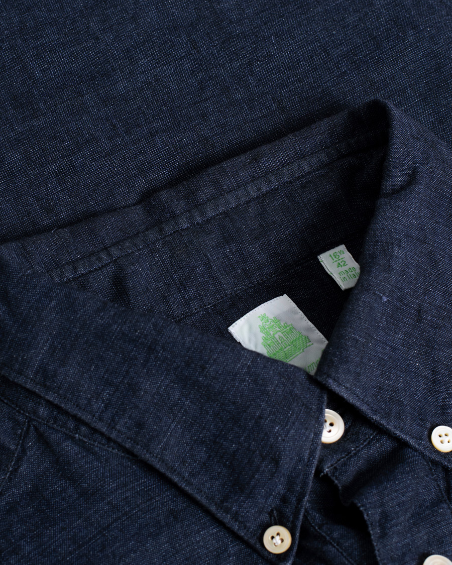 Herr | Finamore Napoli Miami Popover Linen Shirt Navy | Pre-owned | Finamore Napoli Miami Popover Linen Shirt Navy