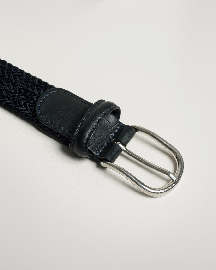 Herr | Care of Carl Pre-owned | Pre-owned | Anderson's Stretch Woven 3,5 cm Belt Navy