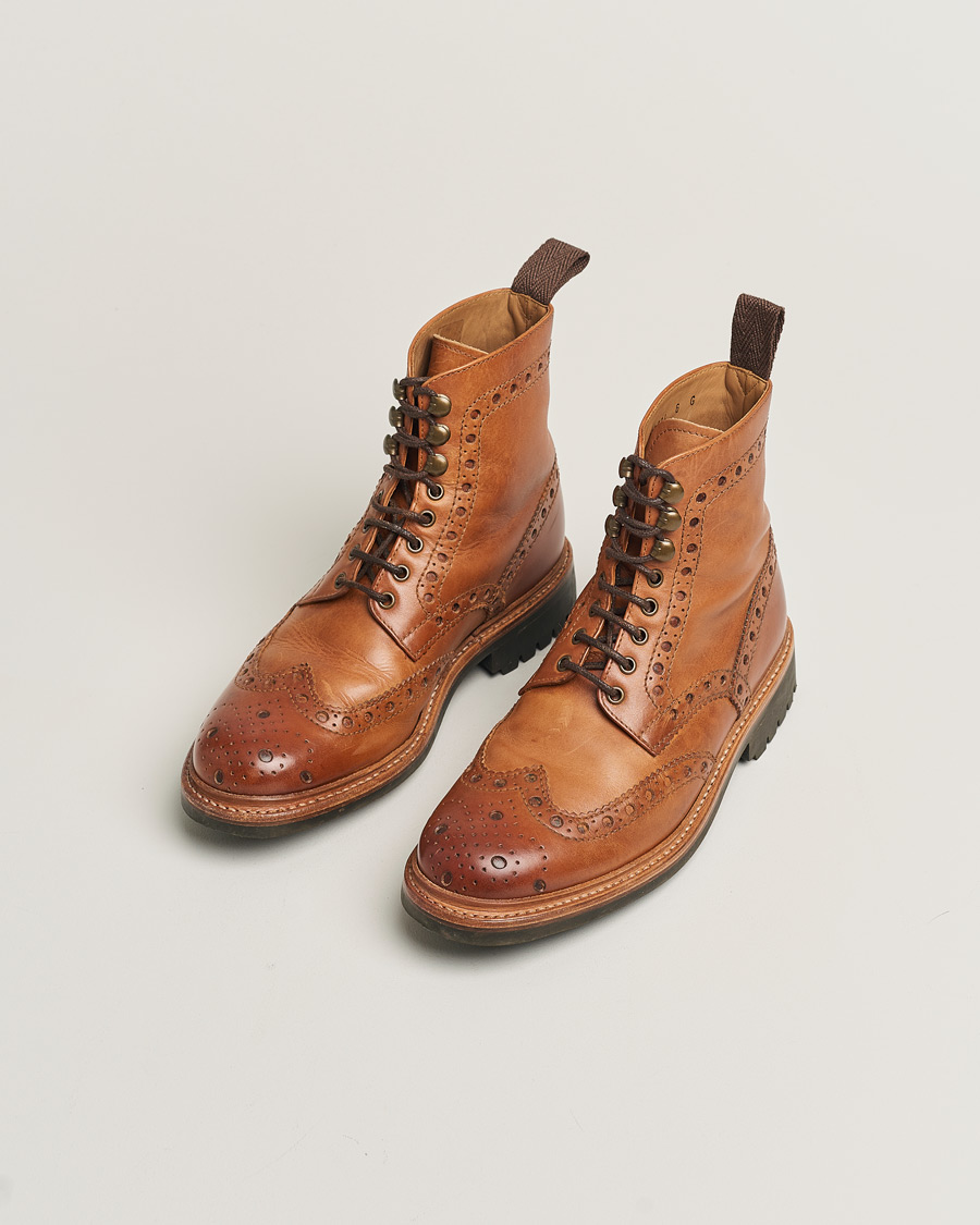 Herr | Grenson Fred Brogue Boot Commando Sole Cognac Calf UK6 - EU40 | Pre-owned | Grenson Fred Brogue Boot Commando Sole Cognac Calf UK6 - EU40