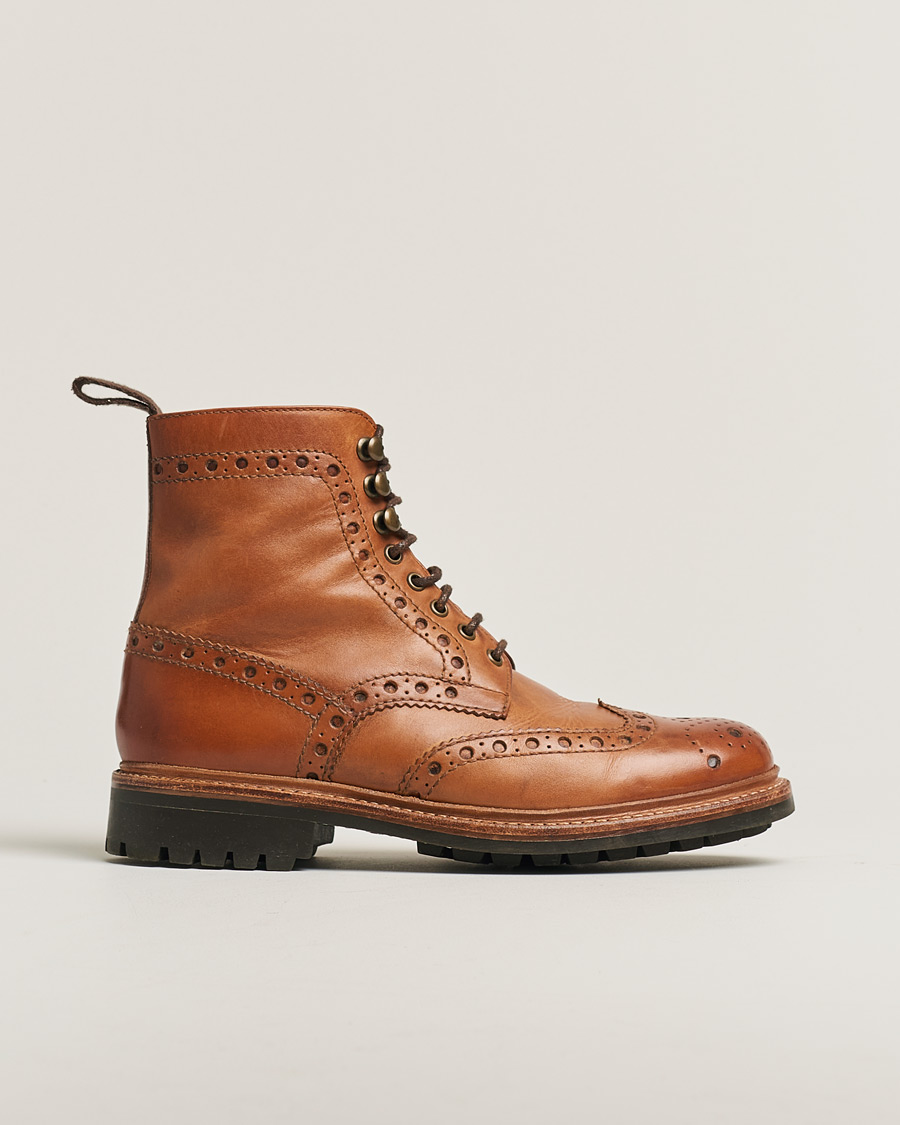 Herr | Grenson Fred Brogue Boot Commando Sole Cognac Calf UK6 - EU40 | Pre-owned | Grenson Fred Brogue Boot Commando Sole Cognac Calf UK6 - EU40