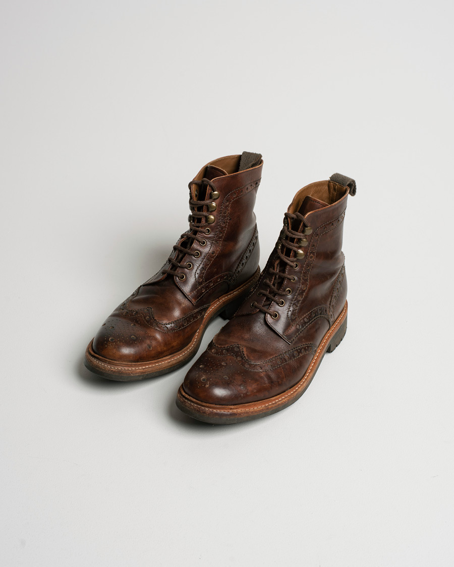 Herr | Grenson Fred Brogue Boot Commando Sole Brown Calf | Pre-owned | Grenson Fred Brogue Boot Commando Sole Brown Calf