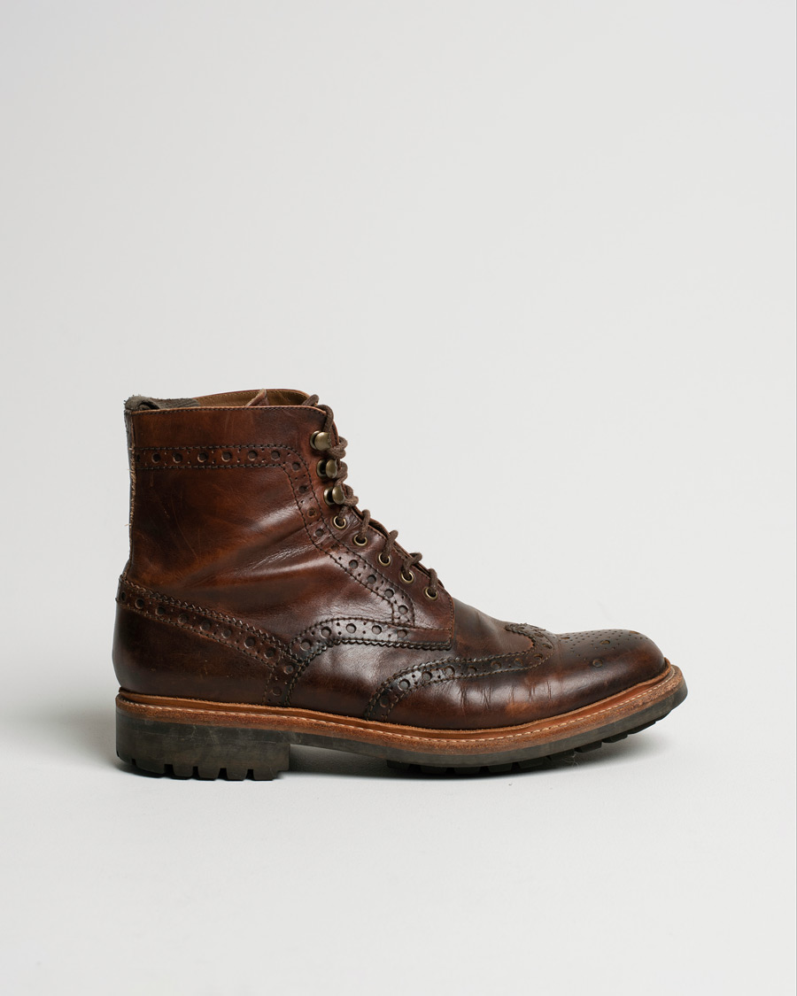 Herr | Grenson Fred Brogue Boot Commando Sole Brown Calf | Pre-owned | Grenson Fred Brogue Boot Commando Sole Brown Calf