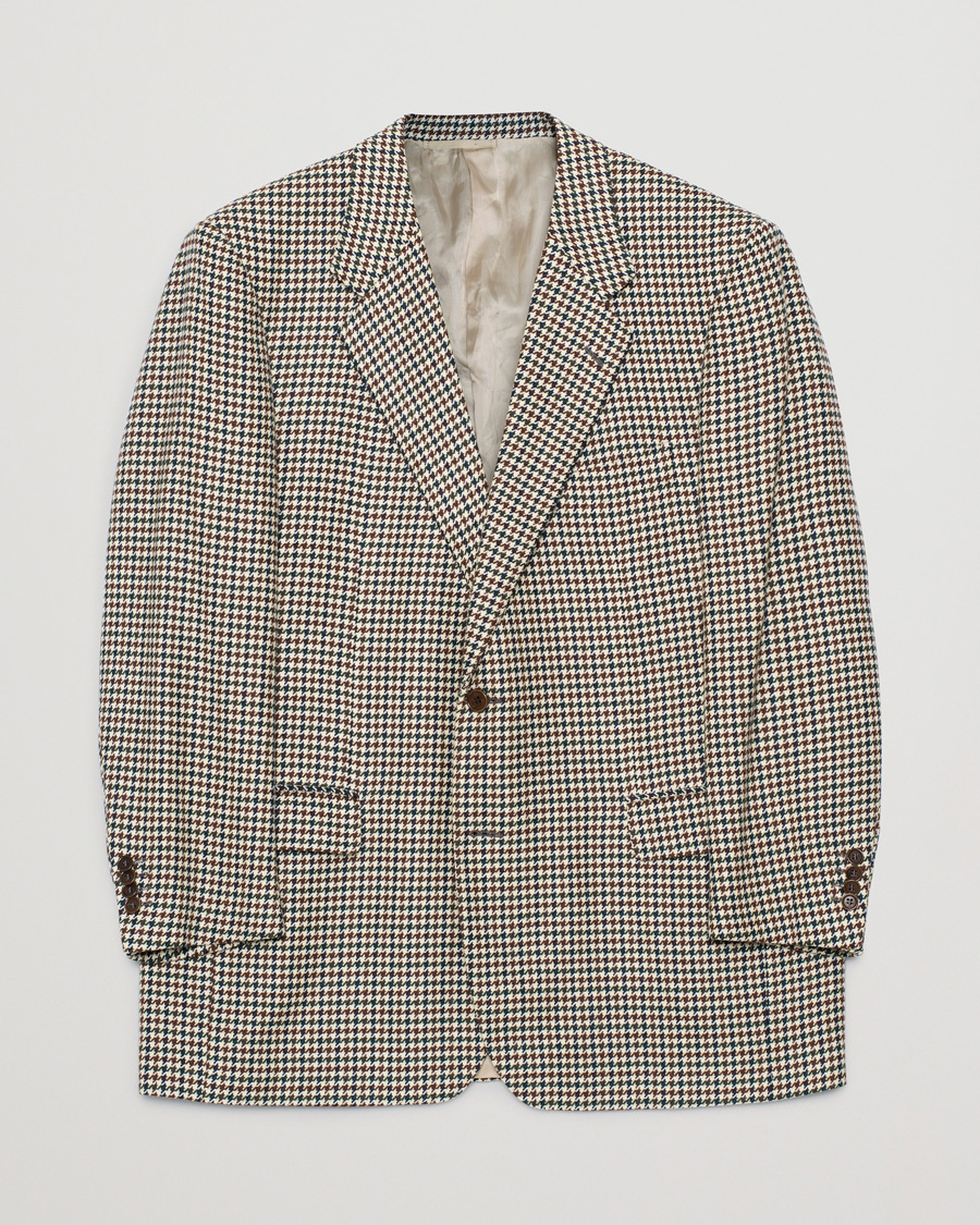Herr | Pre-owned Kavajer | Pre-owned | Caruso Aida Vintage Houndstooth Wool Blazer Brown 58