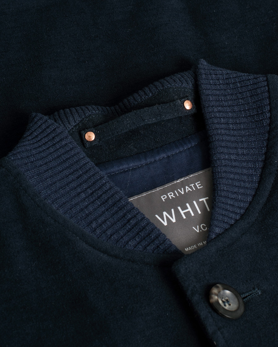 Herr | Private White V.C. Moleskin Bomber Jacket Midnight | Pre-owned | Private White V.C. Moleskin Bomber Jacket Midnight