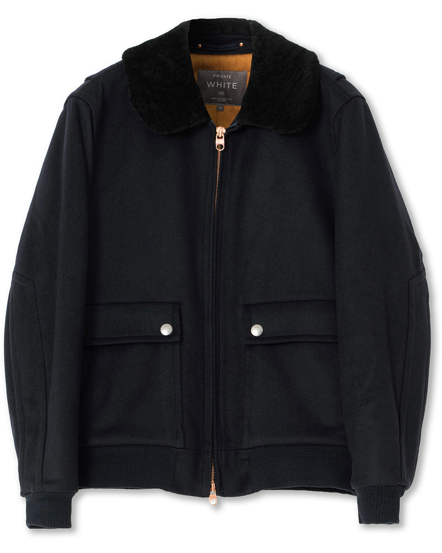 Herr | Private White V.C. Wool Flight Jacket Navy 4 - M | Pre-owned | Private White V.C. Wool Flight Jacket Navy 4 - M