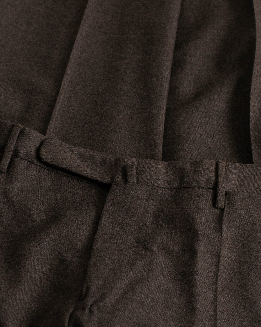 Herr | Incotex Super 100's Flannel Trousers Brown | Pre-owned | Incotex Super 100's Flannel Trousers Brown