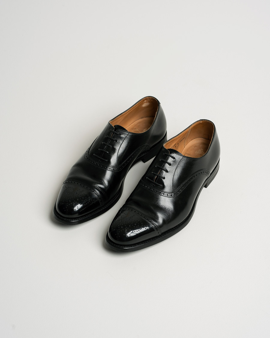 Herr | Crockett & Jones Hatton Brogue City Sole Black Calf | Pre-owned | Crockett & Jones Hatton Brogue City Sole Black Calf