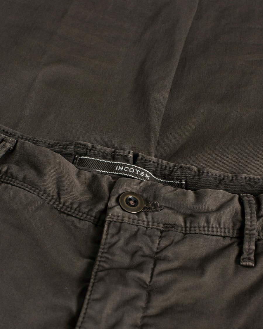 Herr | Incotex Slim Fit Stretch Slacks Dark Brown | Pre-owned | Incotex Slim Fit Stretch Slacks Dark Brown