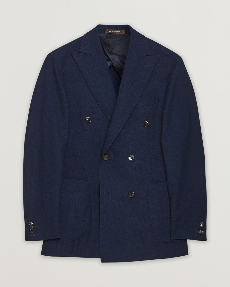Herr | Oscar Jacobson Erik Double Breasted Wool Blazer Navy 46 | Pre-owned | Oscar Jacobson Erik Double Breasted Wool Blazer Navy 46