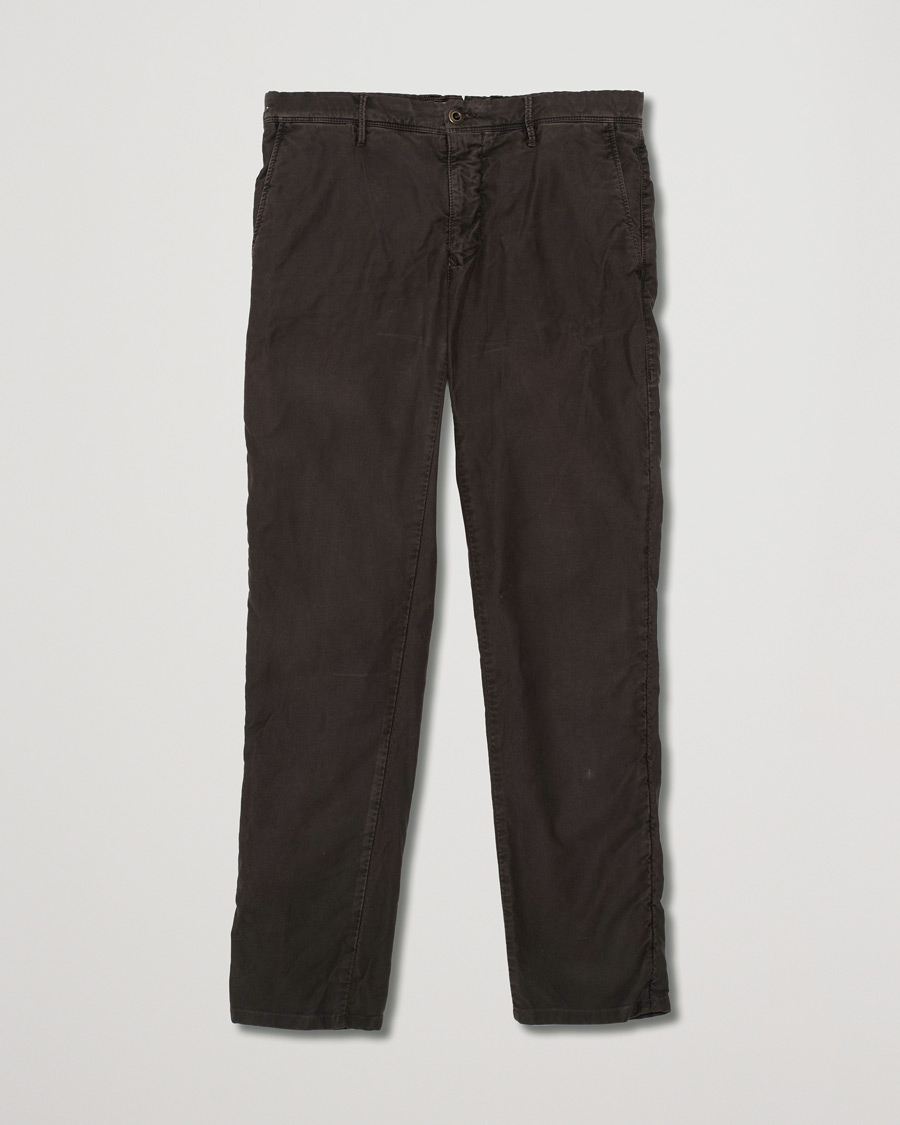 Herr | Incotex Slim Fit Garment Dyed Washed Slacks Dark Brown | Pre-owned | Incotex Slim Fit Garment Dyed Washed Slacks Dark Brown
