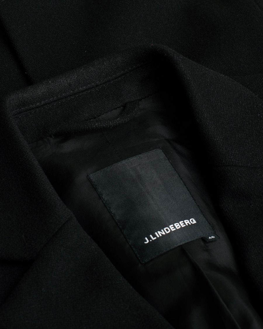 Herr | J.Lindeberg Wolger Compact Melton Coat Black 46 | Pre-owned | J.Lindeberg Wolger Compact Melton Coat Black 46