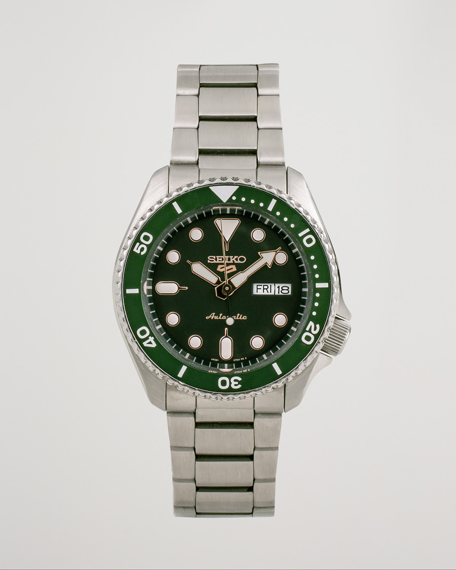 Herr | Seiko 5 Sports Mens 43mm 100m Automatic Steel/Green Dial | Pre-owned | Seiko 5 Sports Mens 43mm 100m Automatic Steel/Green Dial