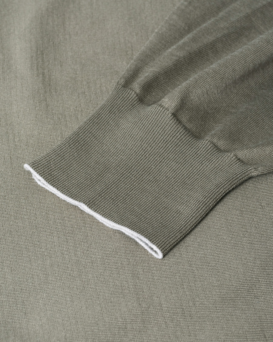 Herr | Care of Carl Pre-owned | Pre-owned | Brunello Cucinelli Crew Neck Cotton Contrast Pullover Olive Green