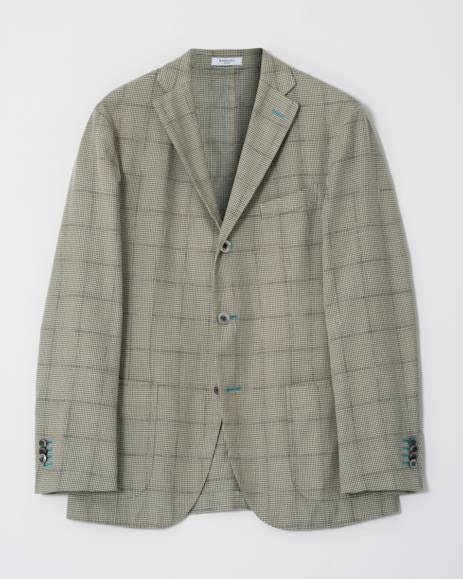 Herr | Boglioli K Jacket Houndstooth Overcheck Blazer Green 46 | Pre-owned | Boglioli K Jacket Houndstooth Overcheck Blazer Green 46
