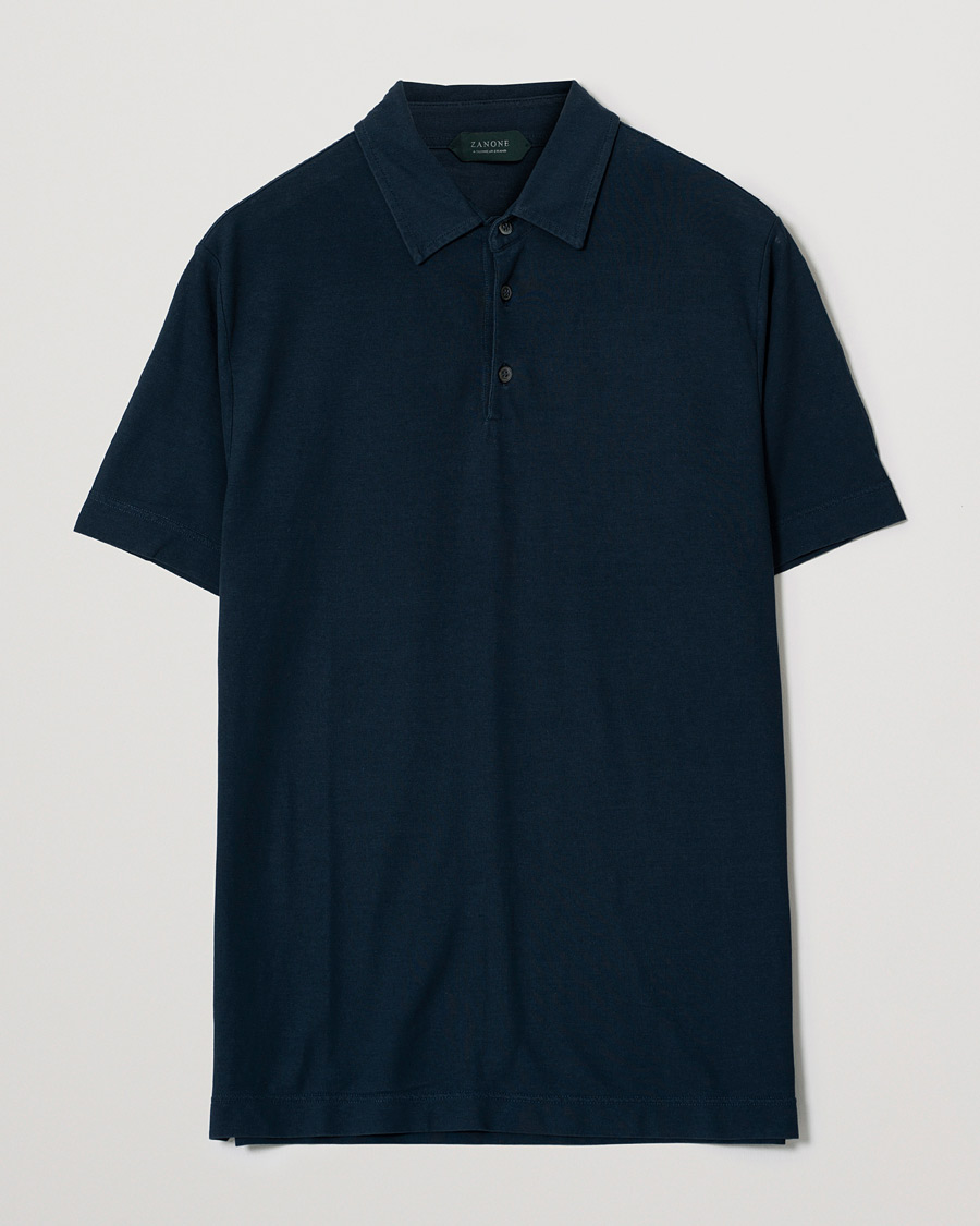 Herr | Zanone Ice Cotton Short Sleeve Polo Dark Blue 52 | Pre-owned | Zanone Ice Cotton Short Sleeve Polo Dark Blue 52