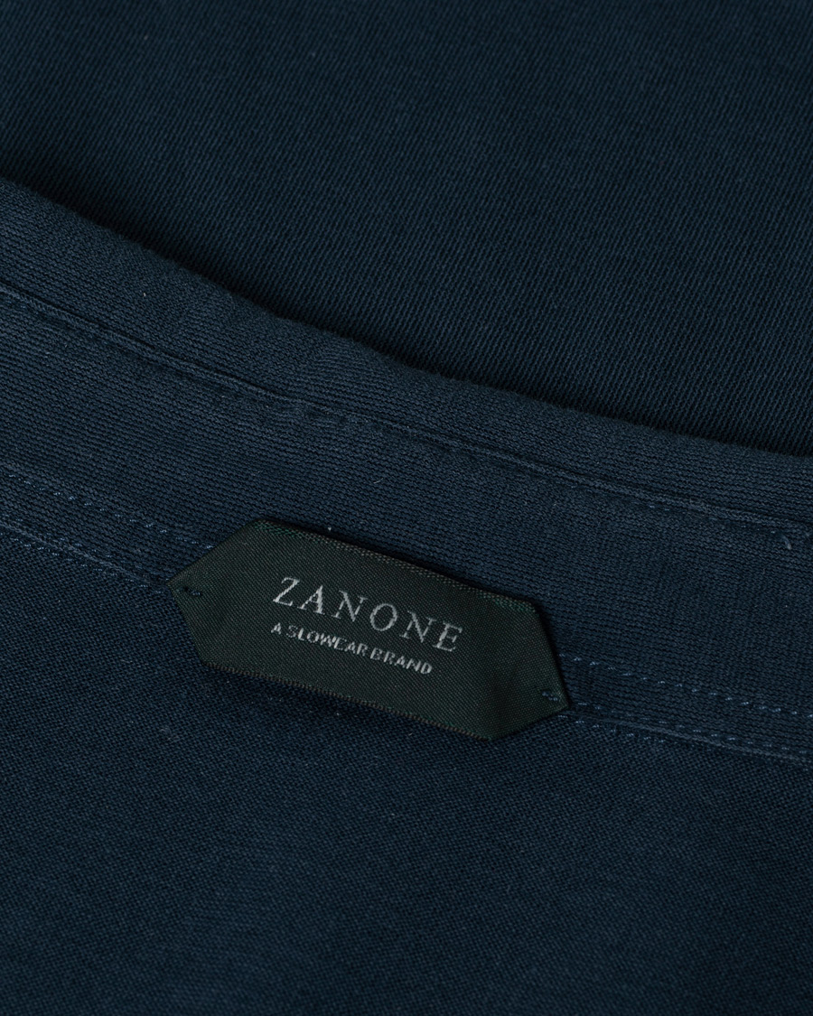 Herr | Zanone Ice Cotton Short Sleeve Polo Dark Blue 52 | Pre-owned | Zanone Ice Cotton Short Sleeve Polo Dark Blue 52