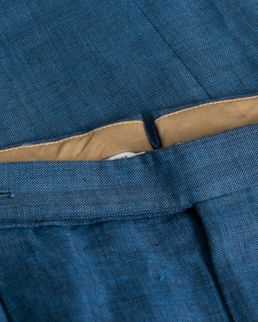 Herr | PT01 Slim Fit Pleated Linen Blend Trousers Dark Blue | Pre-owned | PT01 Slim Fit Pleated Linen Blend Trousers Dark Blue